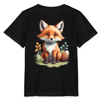 Mignon petit renard - T-shirt bio MINI CREATOR Stanley/Stella Enfant - noir - Devant - Mikhail (115cm)