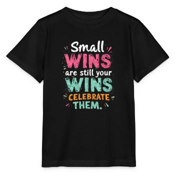 LES PETITES VICTOIRES RESTENT VOS VICTOIRES, CÉLÉBREZ-LES - T-shirt bio MINI CREATOR Stanley/Stella Enfant - noir - Devant - Mikhail (115cm)