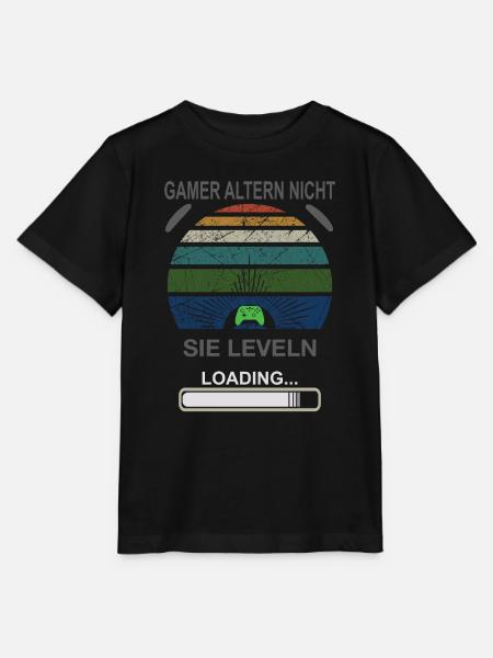Gamer Leveln Loading Retro Sonnenburst - Stanley/Stella Kinder T-Shirt MINI CREATOR  - Schwarz