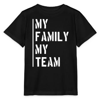 Dicton de l’équipe familiale - T-shirt bio MINI CREATOR Stanley/Stella Enfant - noir - Devant - Mikhail (115cm)