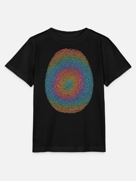 Regenbogen-Fingerprint Spirale - Stanley/Stella Kinder T-Shirt MINI CREATOR  - Schwarz