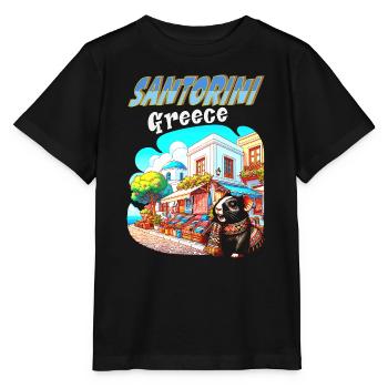 Guinea Pig Adventures in Santorini Greece - Stanley/Stella MINI CREATOR Kids’ T-Shirt - black - Front - Mikhail (115cm)