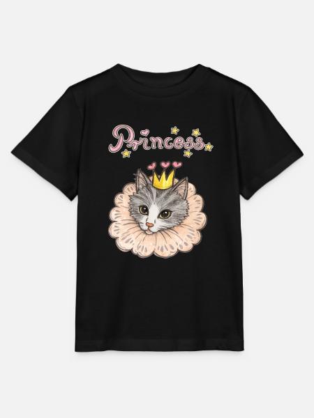 Illustration der Krone der Prinzessin-Katze - Stanley/Stella Kinder T-Shirt MINI CREATOR - Schwarz