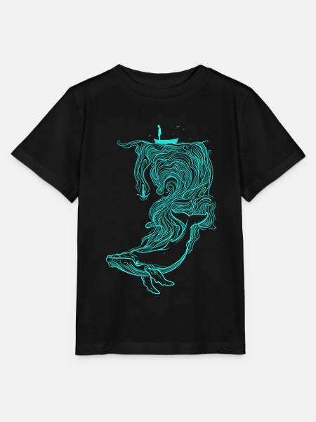Wal mit Taucher - Stanley/Stella Kinder T-Shirt MINI CREATOR - Schwarz