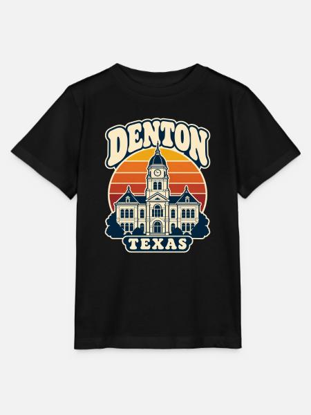Denton Texas Rathaus Retro-Szene - Stanley/Stella Kinder T-Shirt MINI CREATOR  - Schwarz