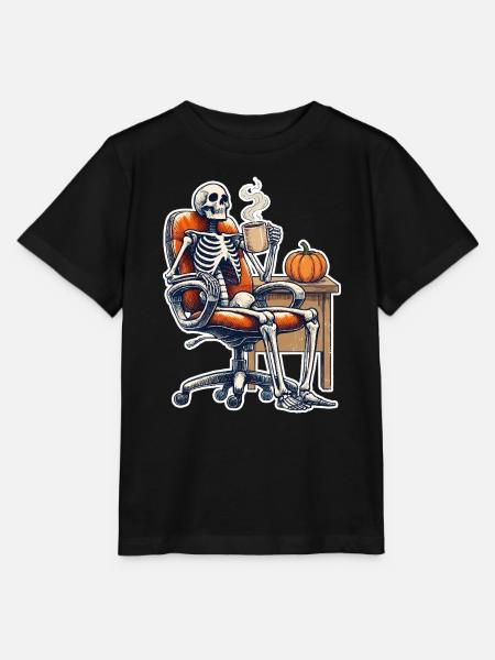 Herbstskelett am Kaffeetisch - Stanley/Stella Kinder T-Shirt MINI CREATOR  - Schwarz