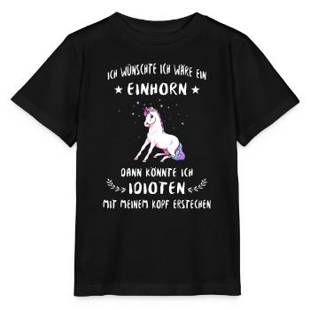 Einhorn gegen Idioten - Stanley/Stella Kinder T-Shirt MINI CREATOR  - Schwarz - Vorne - Mikhail (115cm)