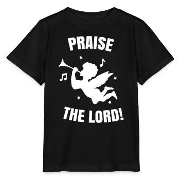 Praise the lord. Cherub angel - Stanley/Stella MINI CREATOR Kids’ T-Shirt - black - Front - Mikhail (115cm)