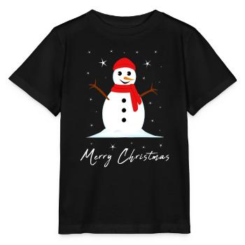 Bonhomme de neige Joyeux Noël - T-shirt bio MINI CREATOR Stanley/Stella Enfant - noir - Devant - Mikhail (115cm)