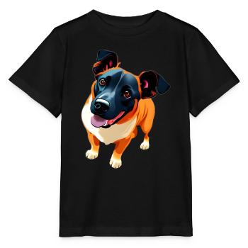 Schäfer Welpe Mischling Hund super süß - Stanley/Stella Kinder T-Shirt MINI CREATOR  - Schwarz - Vorne - Mikhail (115cm)
