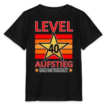 40 Jahre Geburtstag-Level 40-Graues Haar-lustig V2 - Stanley/Stella Kinder T-Shirt MINI CREATOR  - Schwarz - Vorne - Mikhail (115cm)
