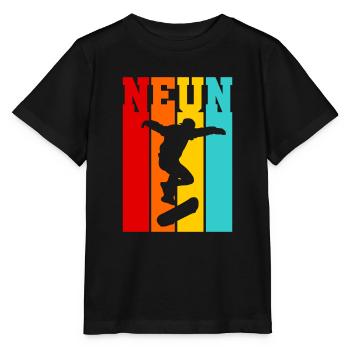 Neun Jahre alt - Alter - Geburtstag - Skater - Stanley/Stella Kinder T-Shirt MINI CREATOR  - Schwarz - Vorne - Mikhail (115cm)