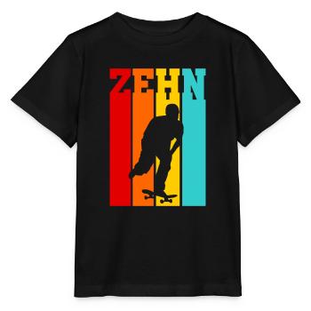 Zehn Jahre alt - Alter - Geburtstag - Kind Skater - Stanley/Stella Kinder T-Shirt MINI CREATOR  - Schwarz - Vorne - Mikhail (115cm)