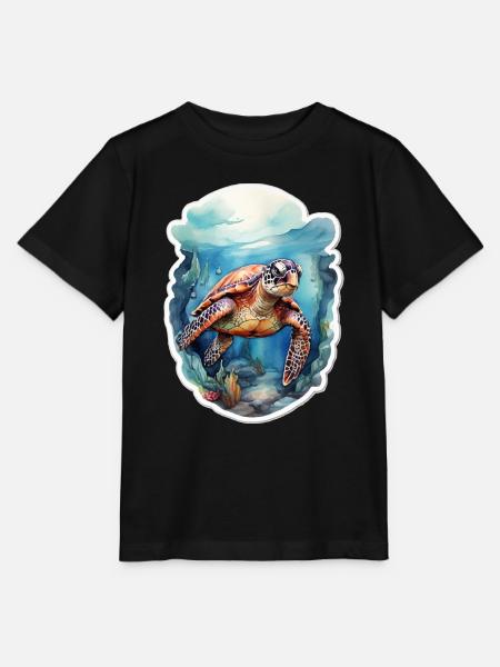 Meers Schildkröte unter Wasser - Stanley/Stella Kinder T-Shirt MINI CREATOR - Schwarz