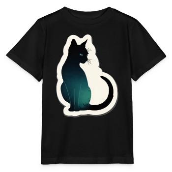 Katze Silhouette - Stanley/Stella Kinder T-Shirt MINI CREATOR  - Schwarz - Vorne - Mikhail (115cm)