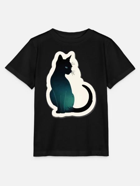 Katze Silhouette - Stanley/Stella Kinder T-Shirt MINI CREATOR  - Schwarz