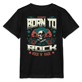 Born To Rock Retro Skull Music Metal Lover - Stanley/Stella MINI CREATOR Kids’ T-Shirt - black - Front - Mikhail (115cm)