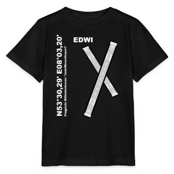 Flugplatz EDWI Design mit Namen und Koordinaten - Stanley/Stella Kinder T-Shirt MINI CREATOR  - Schwarz - Vorne - Mikhail (115cm)