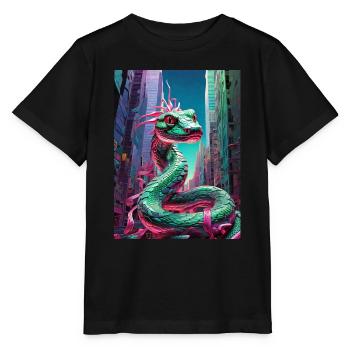 serpent sur la ville - T-shirt bio MINI CREATOR Stanley/Stella Enfant - noir - Devant - Mikhail (115cm)