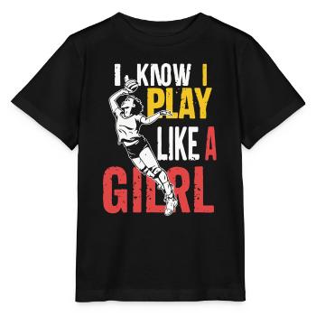 I Know I Play Like A Girl Volleyball for Teen Girl - Stanley/Stella MINI CREATOR Kids’ T-Shirt - black - Front - Mikhail (115cm)