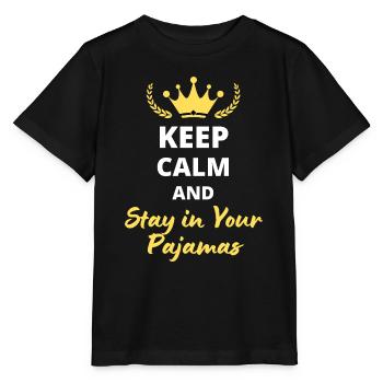 "Bleib ruhig und bleib im Pyjama" - Chill - Stanley/Stella Kinder T-Shirt MINI CREATOR  - Schwarz - Vorne - Mikhail (115cm)