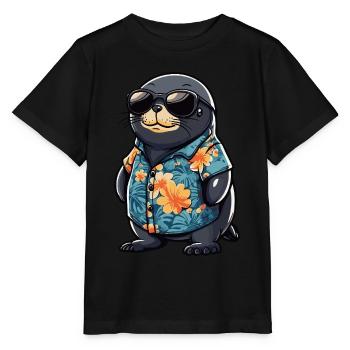 Seal Animal Funny Summer - Stanley/Stella MINI CREATOR Kids’ T-Shirt - black - Front - Mikhail (115cm)