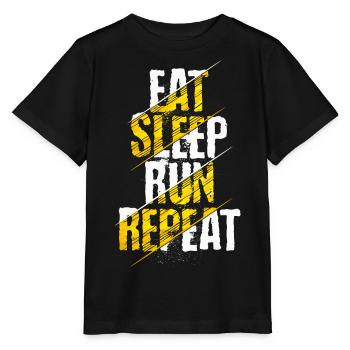 Eat Sleep Run Repeat Running Motivation Runner - Stanley/Stella Kinder T-Shirt MINI CREATOR  - Schwarz - Vorne - Mikhail (115cm)