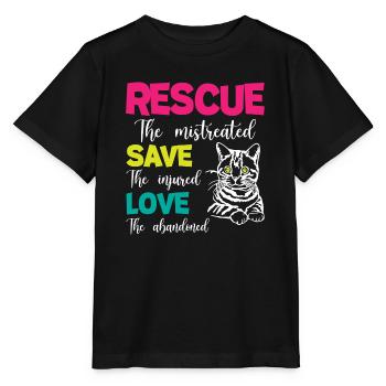 Sauver sauver les chats d’amour - T-shirt bio MINI CREATOR Stanley/Stella Enfant - noir - Devant - Mikhail (115cm)