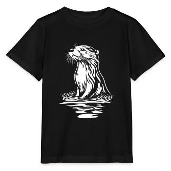 Otter Minimal - Stanley/Stella Kinder T-Shirt MINI CREATOR  - Schwarz - Vorne - Mikhail (115cm)