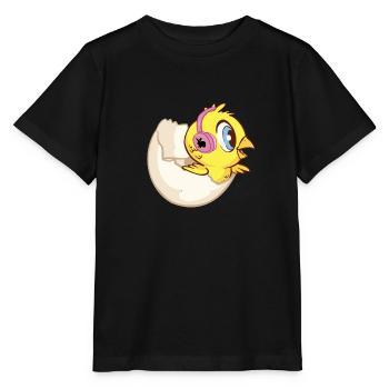 Poussin en coquille d’œuf avec écouteurs et lapin - T-shirt bio MINI CREATOR Stanley/Stella Enfant - noir - Devant - Mikhail (115cm)