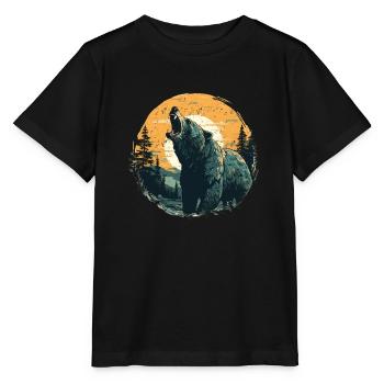 Grizzly in sundown retro style - Stanley/Stella MINI CREATOR Kids’ T-Shirt - black - Front - Mikhail (115cm)