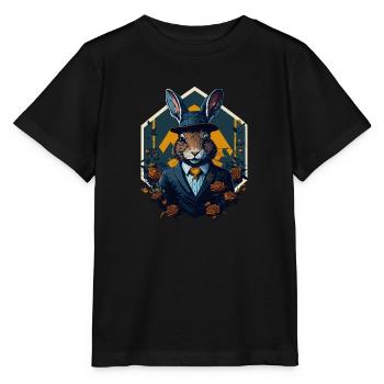 Lapin avec chapeau melon et costume - T-shirt bio MINI CREATOR Stanley/Stella Enfant - noir - Devant - Mikhail (115cm)