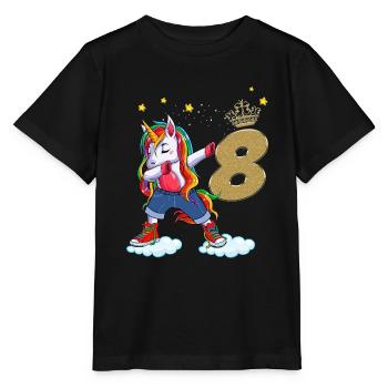 Girl Unicorn Gift Birthday 8 Years - Stanley/Stella MINI CREATOR Kids’ T-Shirt - black - Front - Mikhail (115cm)