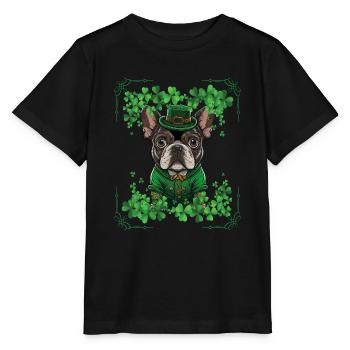 St Patricks Day French Bulldog And Shamrocks - Stanley/Stella MINI CREATOR Kids’ T-Shirt - black - Front - Mikhail (115cm)
