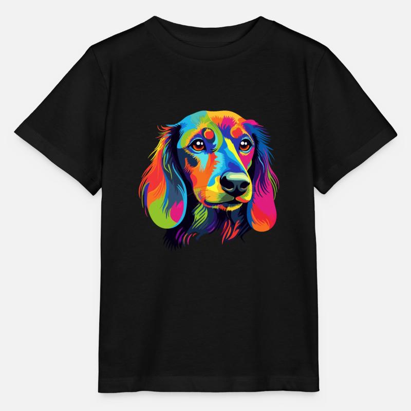 Teckel Chien Coloré - T-shirt bio MINI CREATOR Stanley/Stella Enfant - noir