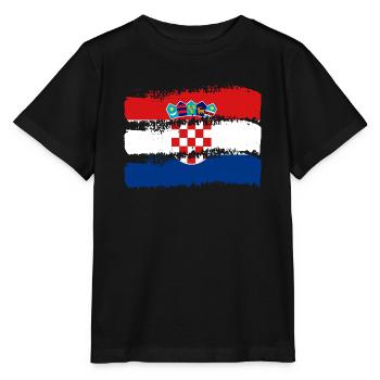 Kroatien Flagge Adria Zagreb Kroatische Fahne - Stanley/Stella Kinder T-Shirt MINI CREATOR  - Schwarz - Vorne - Mikhail (115cm)