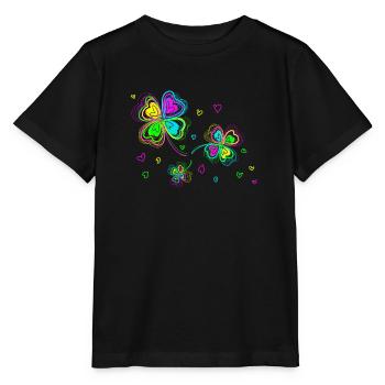 Multicolored clovers and hearts - Stanley/Stella MINI CREATOR Kids’ T-Shirt - black - Front - Mikhail (115cm)