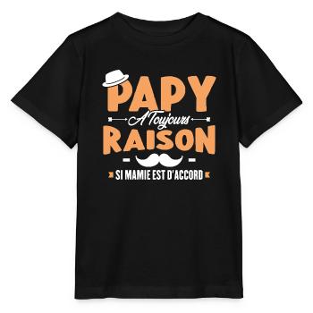 Papy a toujours raison si mamie est d'accord - T-shirt bio MINI CREATOR Stanley/Stella Enfant - noir - Devant - Mikhail (115cm)