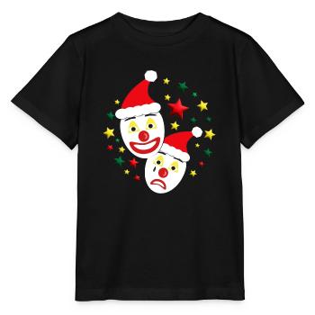 Nikolaus und Weihnachtsmann Masken mit Sternen. - Stanley/Stella Kinder T-Shirt MINI CREATOR  - Schwarz - Vorne - Mikhail (115cm)