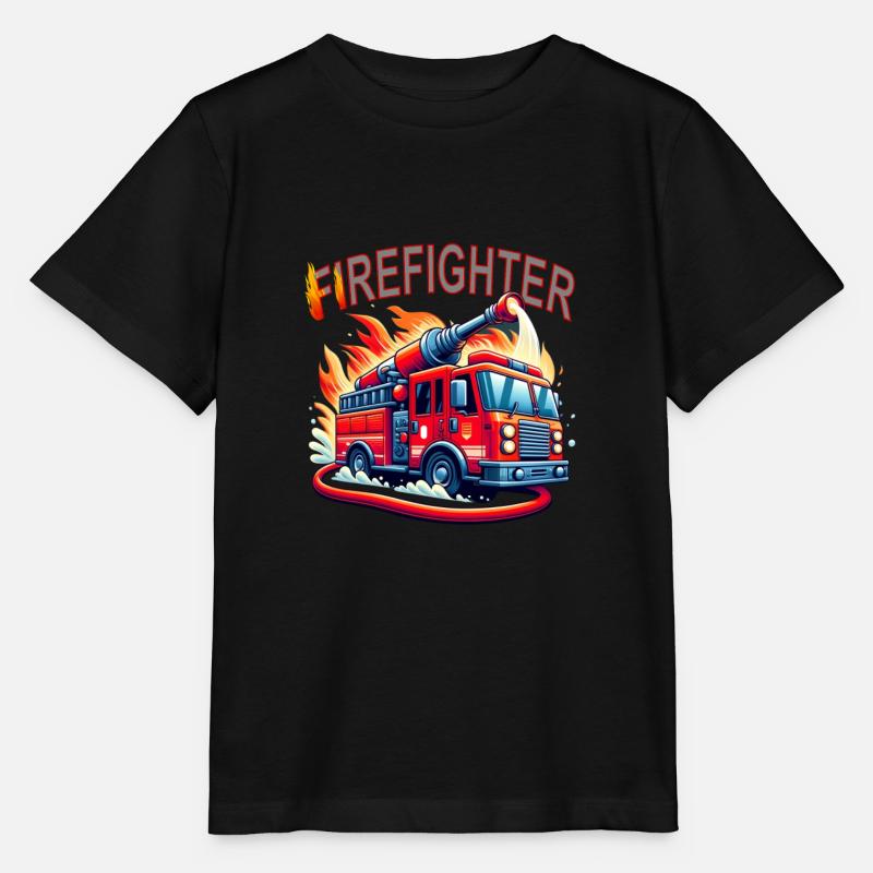 Feuerwehr mit Feuerwehrauto - Stanley/Stella Kinder T-Shirt MINI CREATOR  - Schwarz
