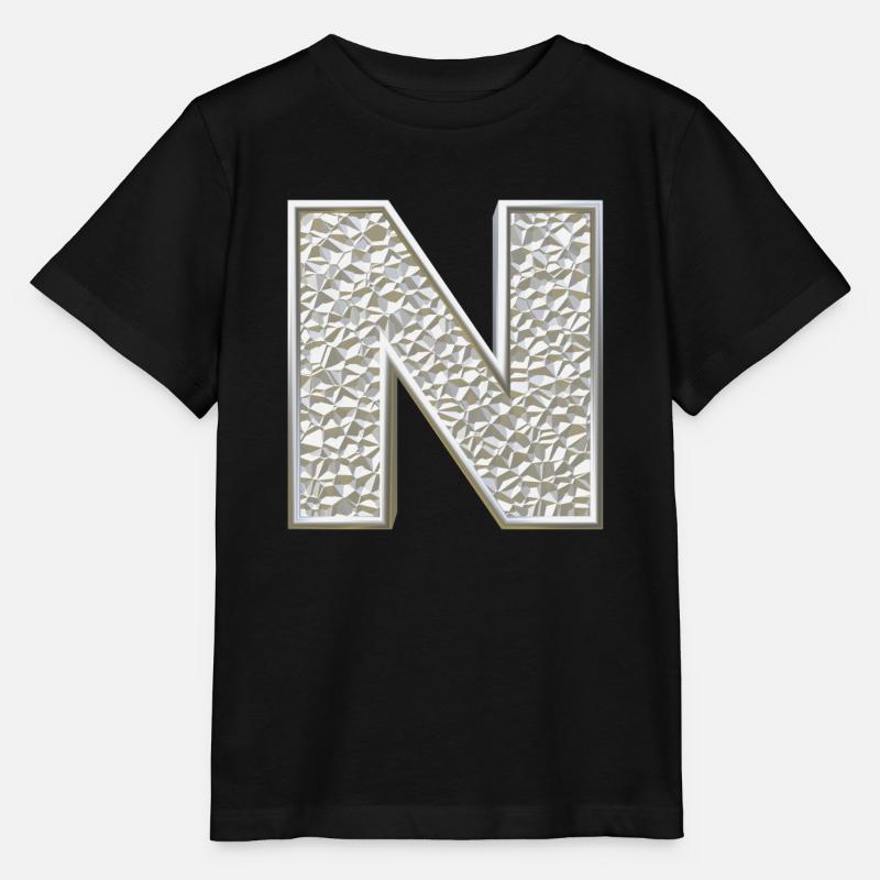 N, lettre, lettre N, initiale, initiale N, monogramme, - T-shirt bio MINI CREATOR Stanley/Stella Enfant - noir