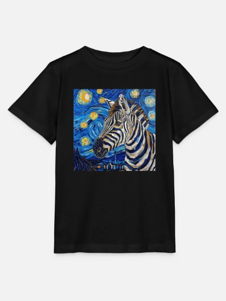 zebra, van gogh, sternennacht, geschenk - Stanley/Stella Kinder T-Shirt MINI CREATOR - Schwarz