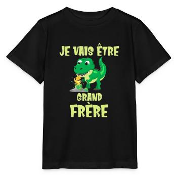 Je vais être grand frère Futur Dinosaure Dino - T-shirt bio MINI CREATOR Stanley/Stella Enfant - noir - Devant - Mikhail (115cm)