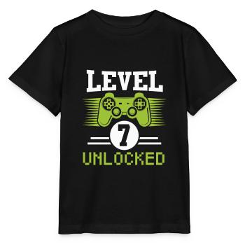 Level 7 Unlocked Gaming Hirt d’anniversaire 7 ans - T-shirt bio MINI CREATOR Stanley/Stella Enfant - noir - Devant - Mikhail (115cm)