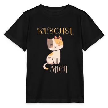 Katze Mietze Stubentiger kuscheln Liebe Geschenk - Stanley/Stella Kinder T-Shirt MINI CREATOR  - Schwarz - Vorne - Mikhail (115cm)