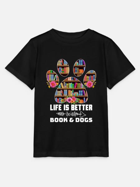 Das Leben ist besser mit Büchern Hunde - Stanley/Stella Kinder T-Shirt MINI CREATOR  - Schwarz