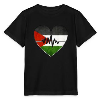 Palestine Flag Heartbeat - Stanley/Stella MINI CREATOR Kids’ T-Shirt - black - Front - Mikhail (115cm)