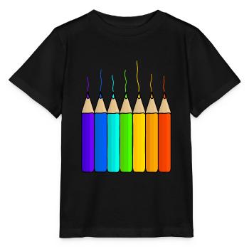 Colorés anse arc-en-ciel enfants scolarisation - T-shirt bio MINI CREATOR Stanley/Stella Enfant - noir - Devant - Mikhail (115cm)