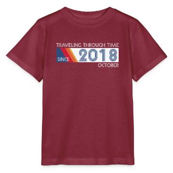 Funny Time Travel Birthday Design October 2018 - Stanley/Stella MINI CREATOR Kids’ T-Shirt - burgundy - Front - Kain (125cm)