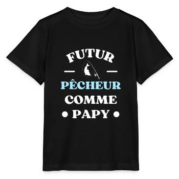 futur pecheur comme papy humour peche garçon drole - T-shirt bio MINI CREATOR Stanley/Stella Enfant - noir - Devant - Mikhail (115cm)